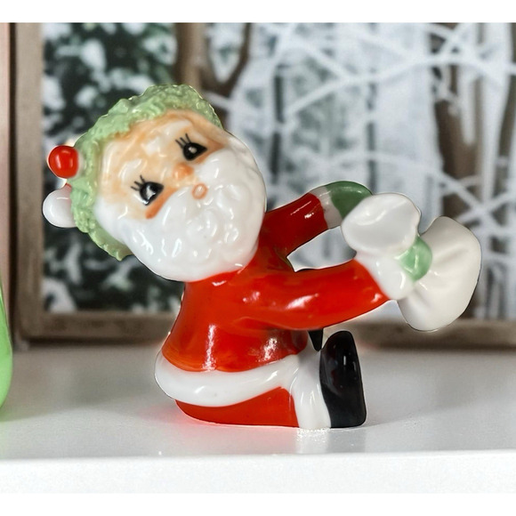 VTG Napcoware Santa Candle Climber Hugger Bone China Decor Spaghetti Trim 2" - Picture 1 of 8